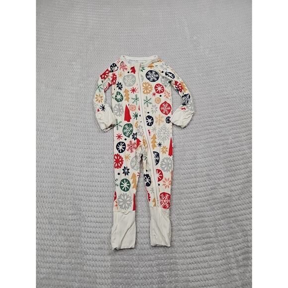 Little Sleepies Pajama Romper Size 3/6 Months Winter Christmas Sleeper Bamboo - Picture 1 of 6